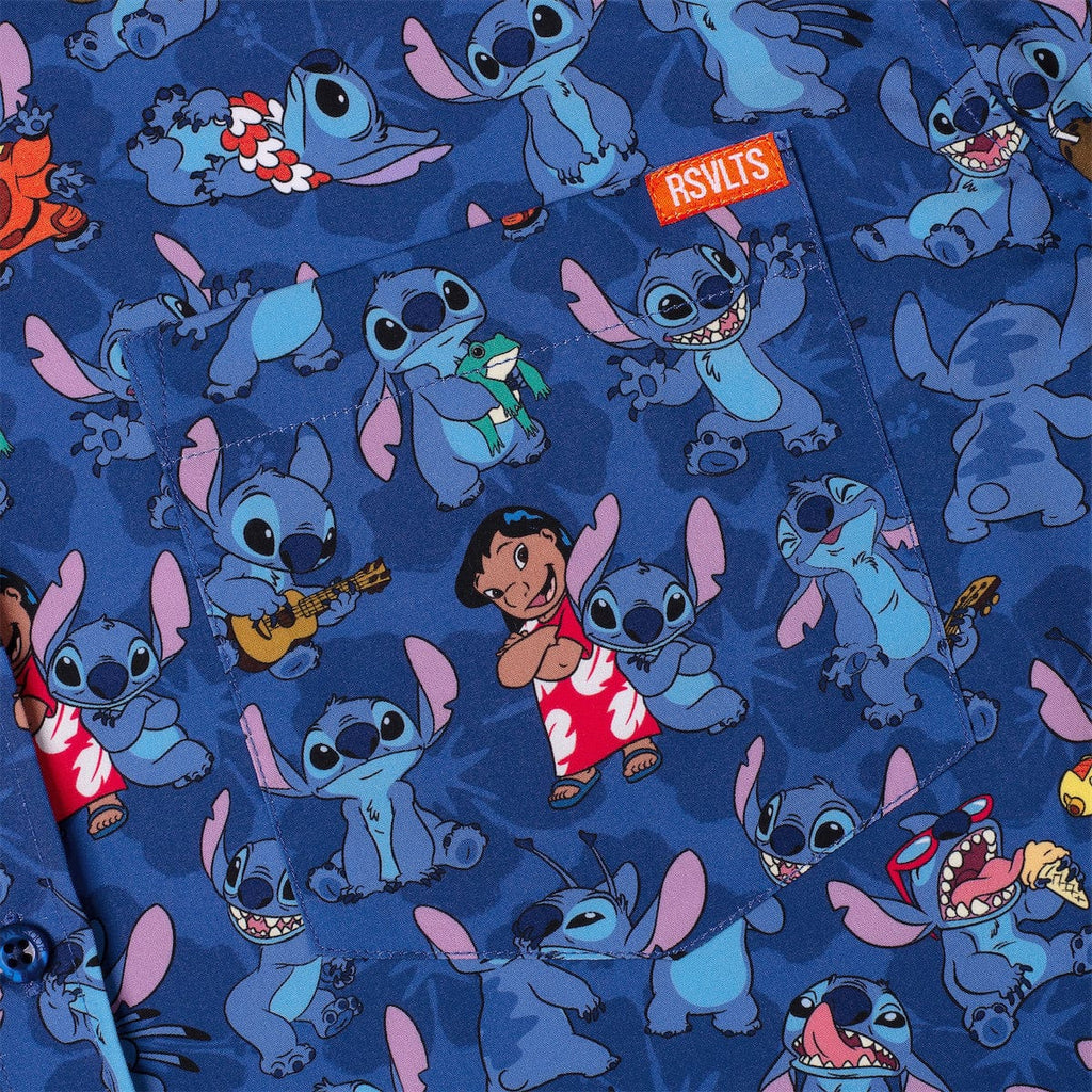 RSVLTS Stitch Being Stitch KUNUFLEX Short Sleeve Shirt in Blue — detail 5