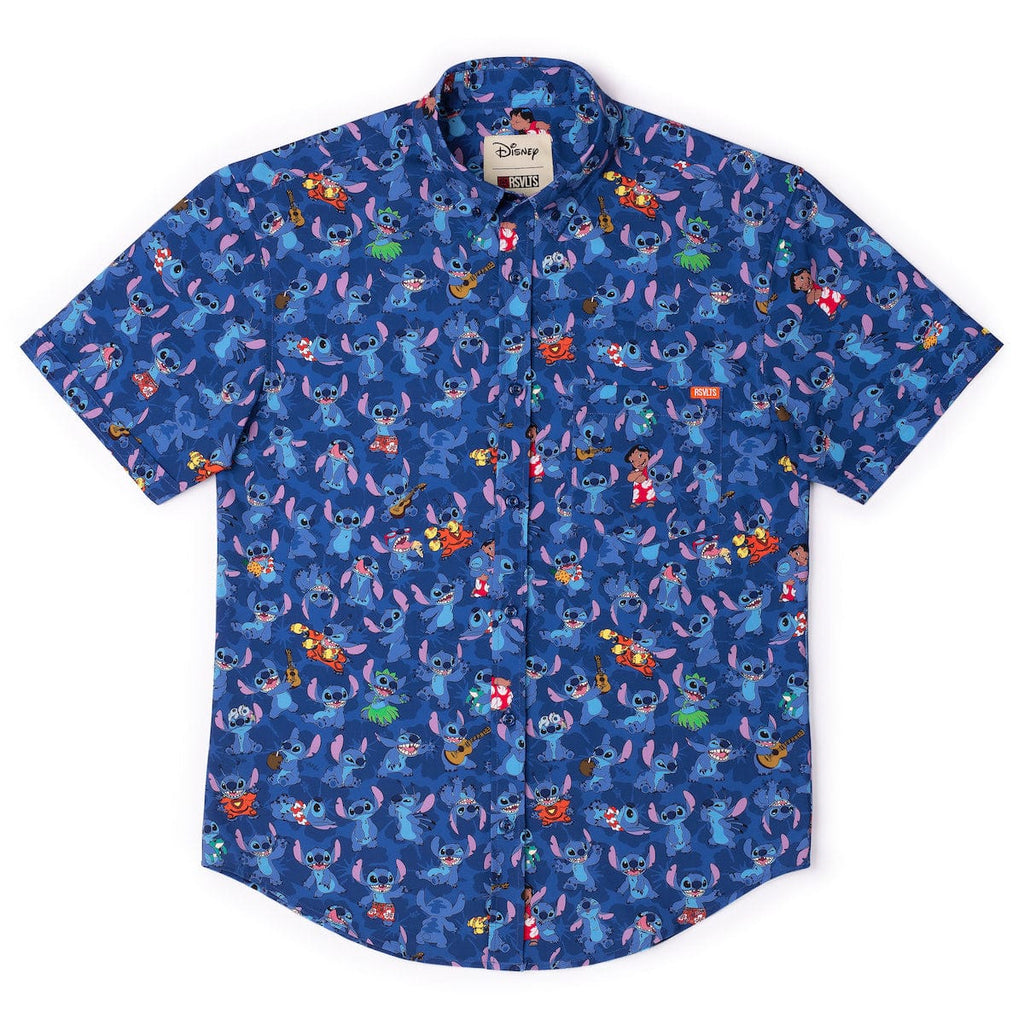 RSVLTS Stitch Being Stitch KUNUFLEX Short Sleeve Shirt in Blue — detail 7