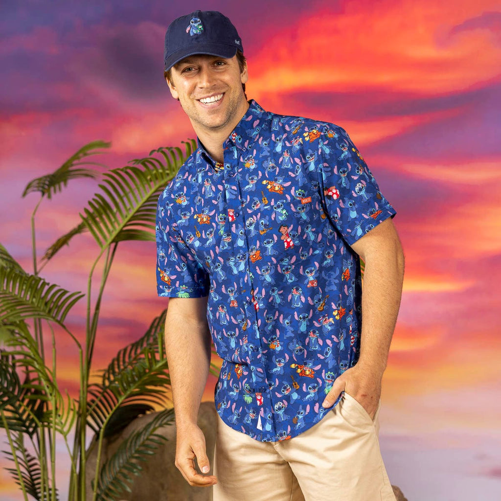RSVLTS Stitch Being Stitch KUNUFLEX Short Sleeve Shirt in Blue — detail 4