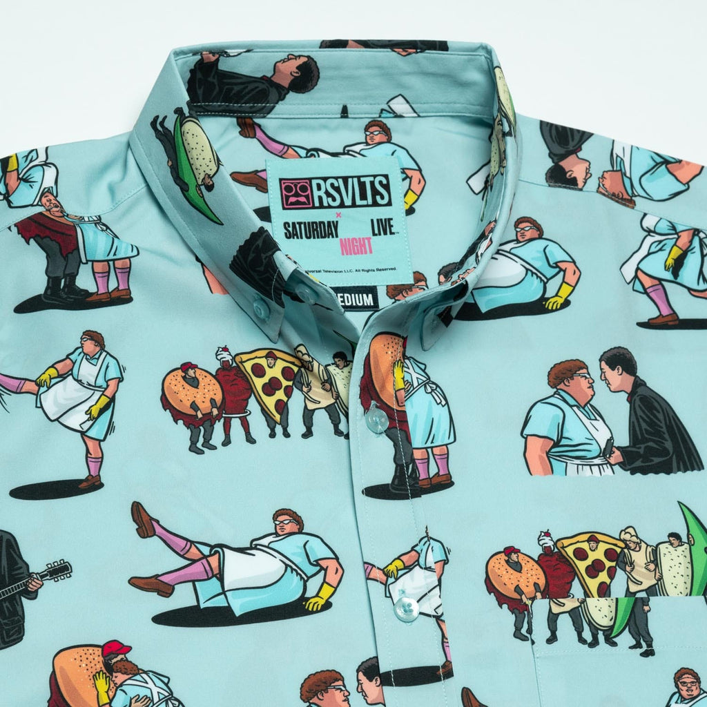 RSVLTS Lunch Lady Land KUNUFLEX Short Sleeve Shirt in Blue — detail 13