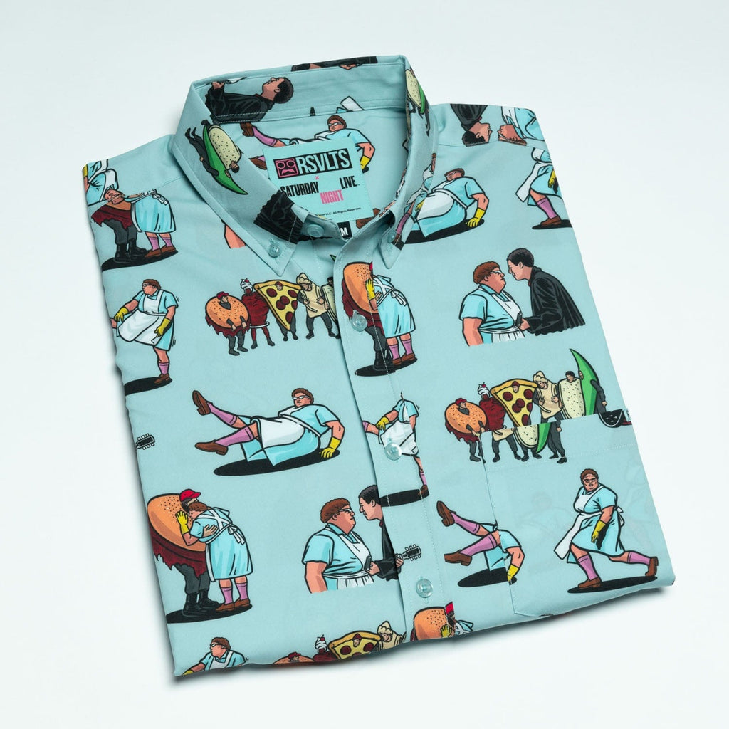 RSVLTS Lunch Lady Land KUNUFLEX Short Sleeve Shirt in Blue — detail 15