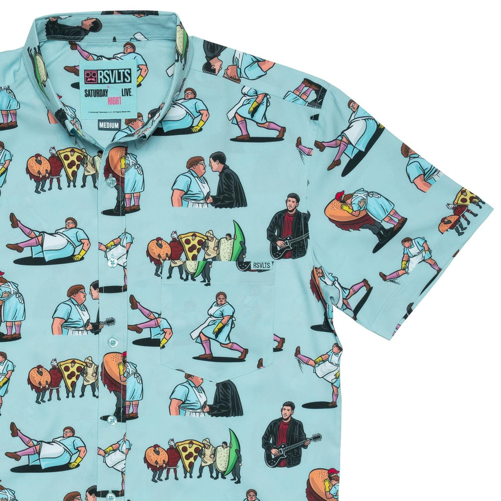 RSVLTS Lunch Lady Land KUNUFLEX Short Sleeve Shirt in Blue — detail 9