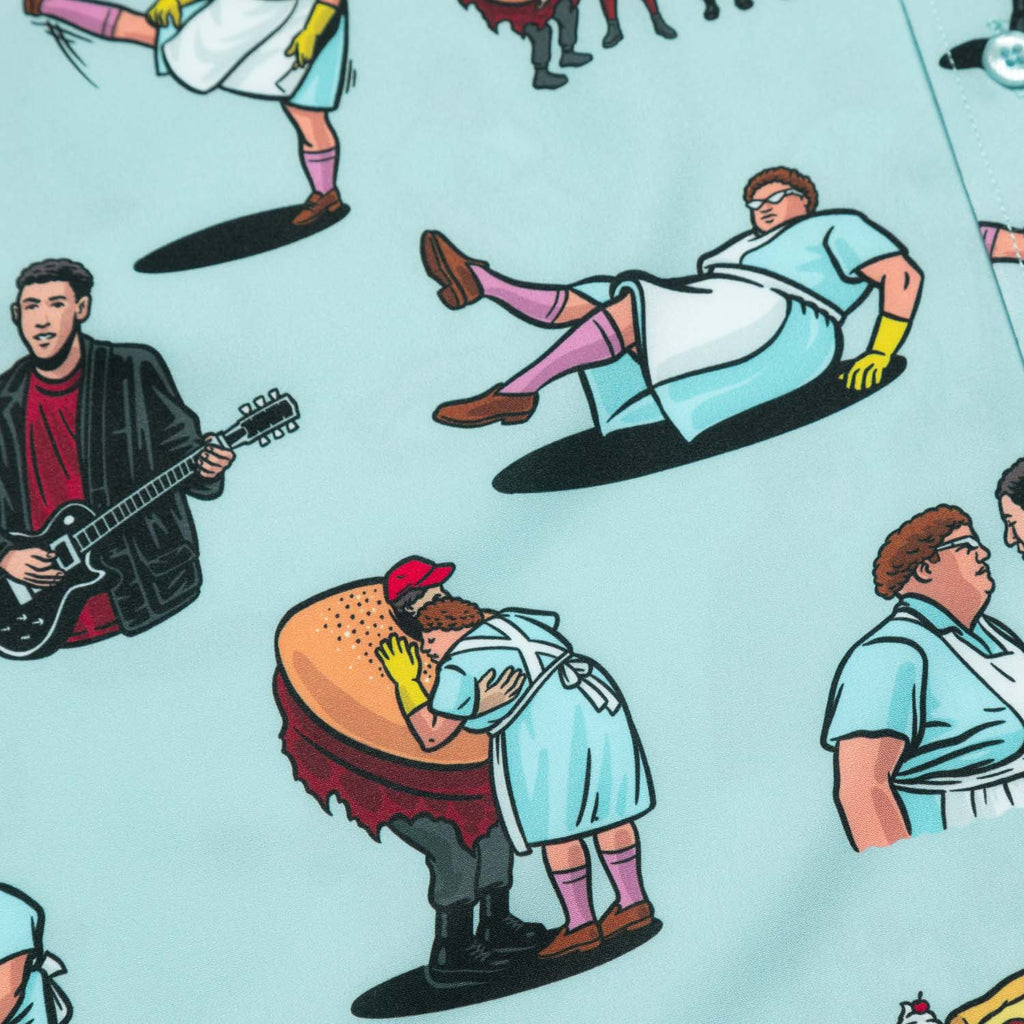RSVLTS Lunch Lady Land KUNUFLEX Short Sleeve Shirt in Blue — detail 12