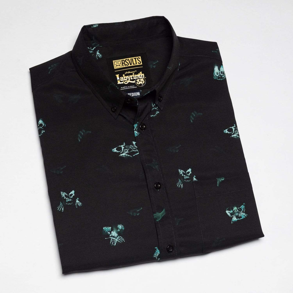 RSVLTS Helping Hands KUNUFLEX Short Sleeve Shirt in Black — detail 6