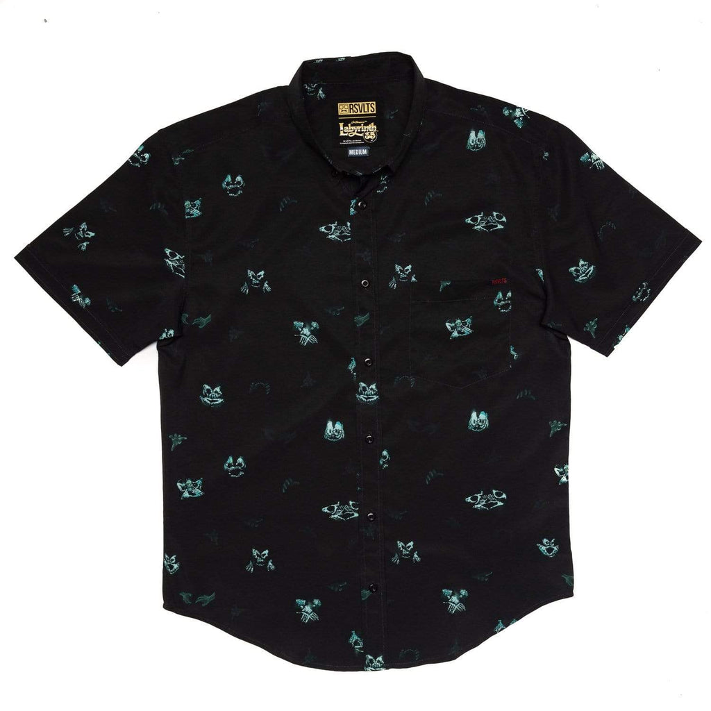 RSVLTS Helping Hands KUNUFLEX Short Sleeve Shirt in Black — detail 2