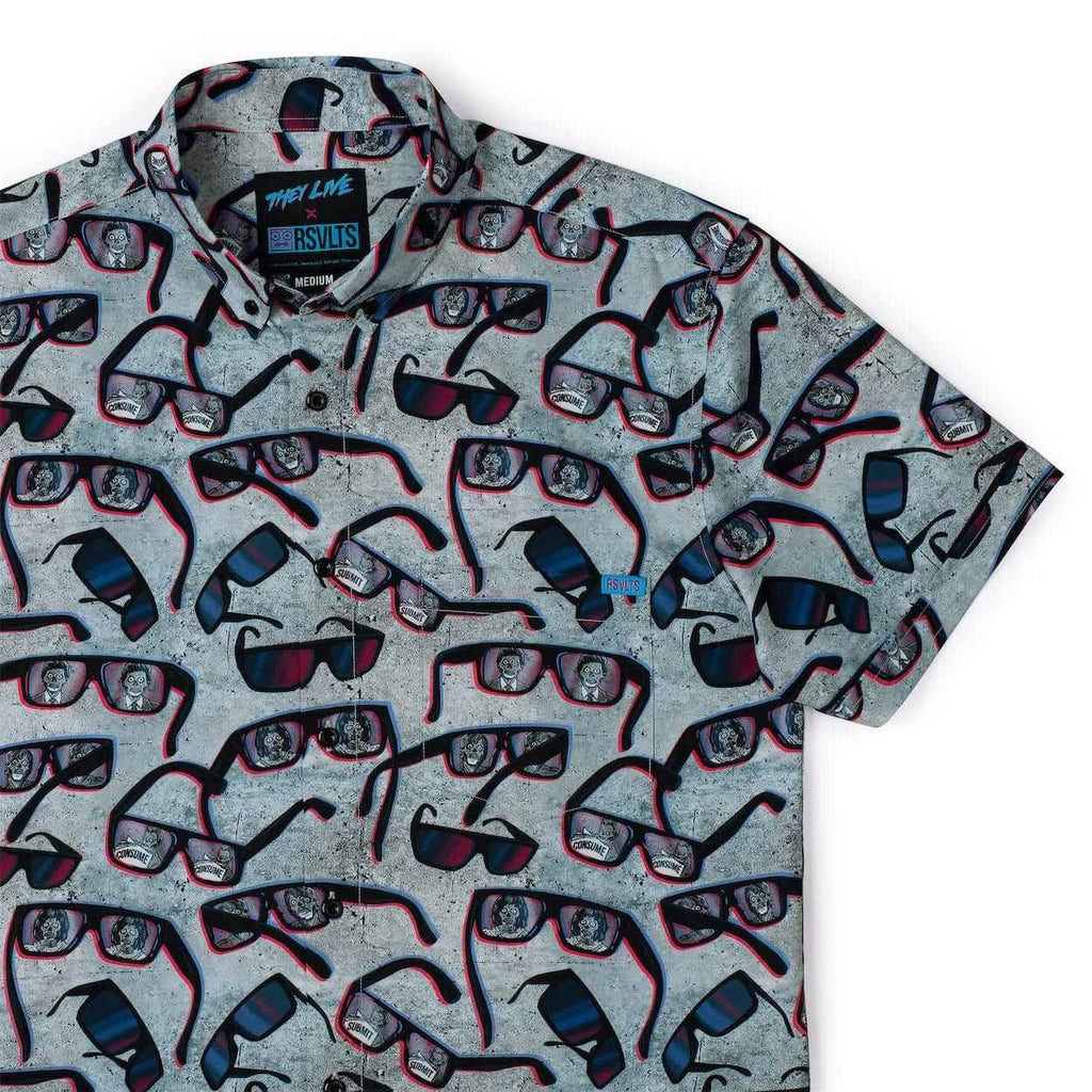 RSVLTS Shades of Truth KUNUFLEX Short Sleeve Shirt in Gray — front view