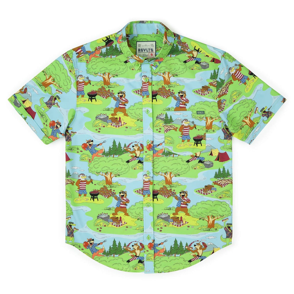 RSVLTS Forest Fourth KUNUFLEX Short Sleeve Shirt in Green — detail 7