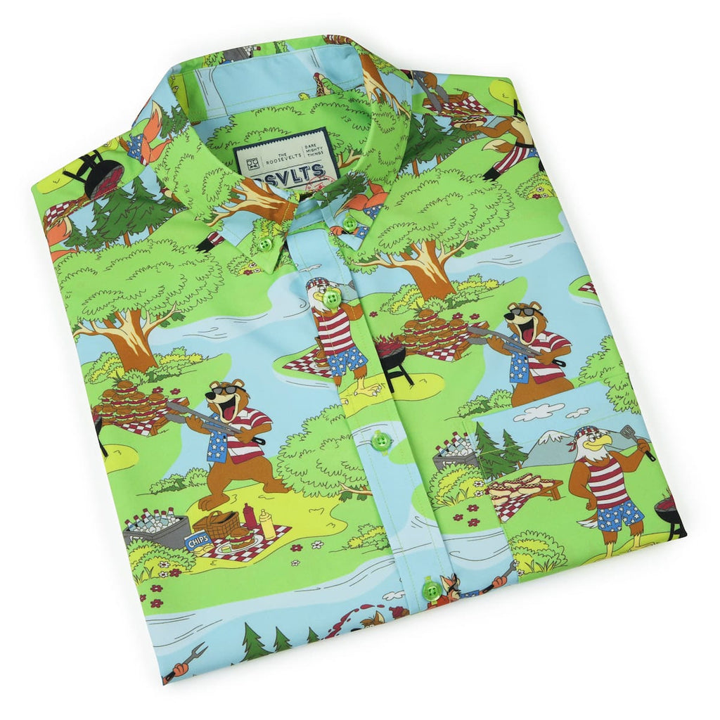 RSVLTS Forest Fourth KUNUFLEX Short Sleeve Shirt in Green — detail 10