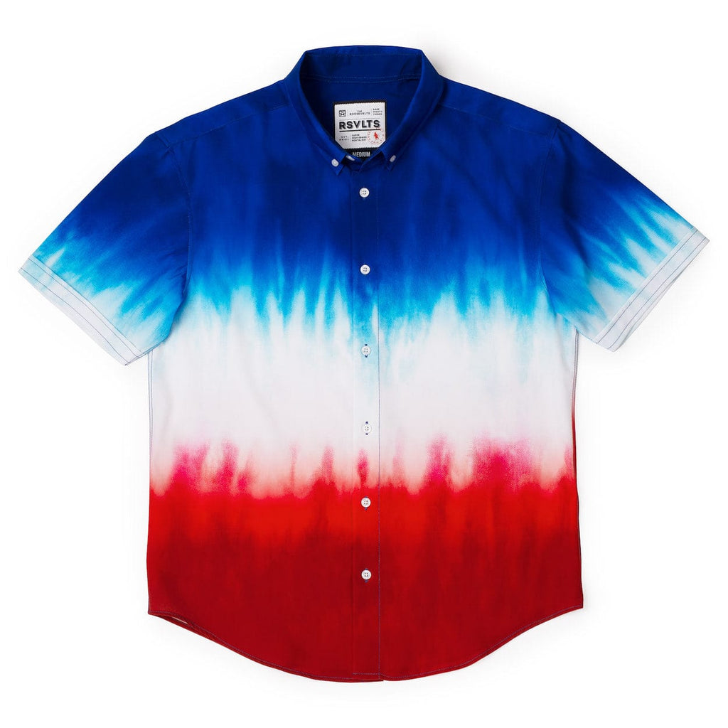 RSVLTS Fly High Tie-Dye KUNUFLEX Short Sleeve Shirt in Multicolor — front view