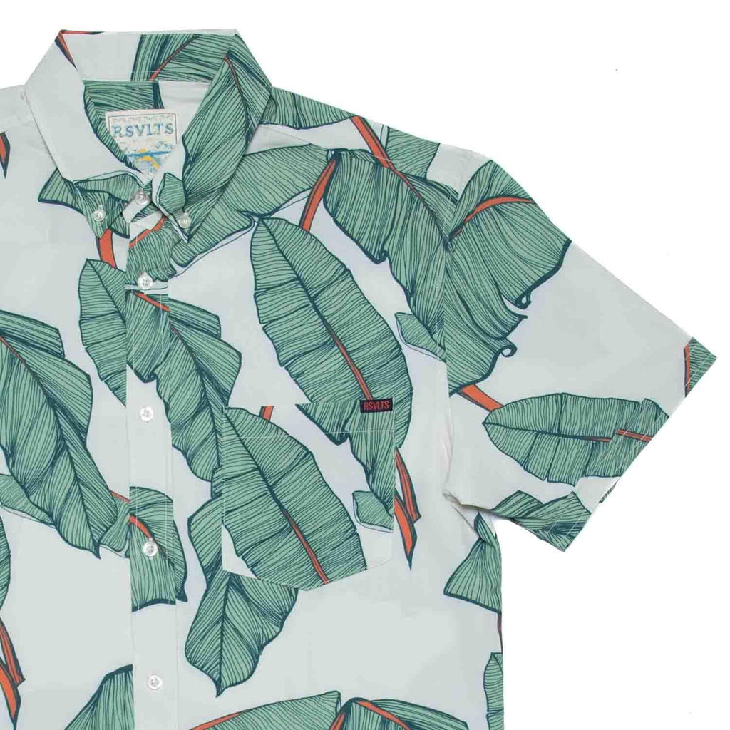 RSVLTS Arnie Palmies KUNUFLEX Short Sleeve Shirt in White — front view