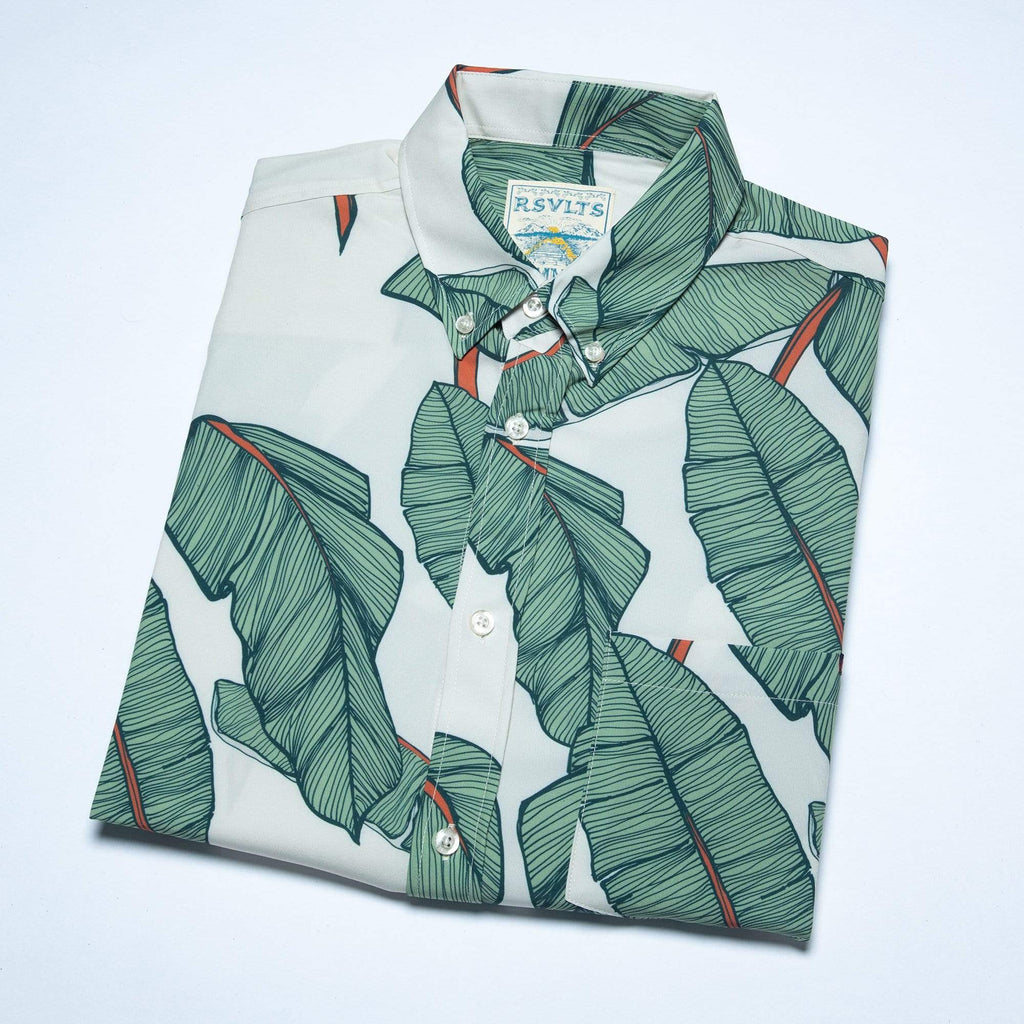 RSVLTS Arnie Palmies KUNUFLEX Short Sleeve Shirt in White — detail 4