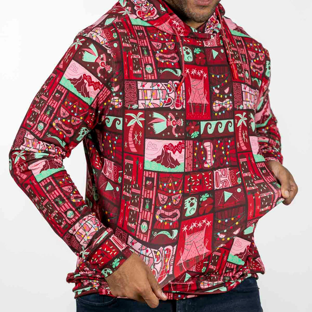 RSVLTS Mele Kalikimaka Performance Hoodie in Red — detail 5