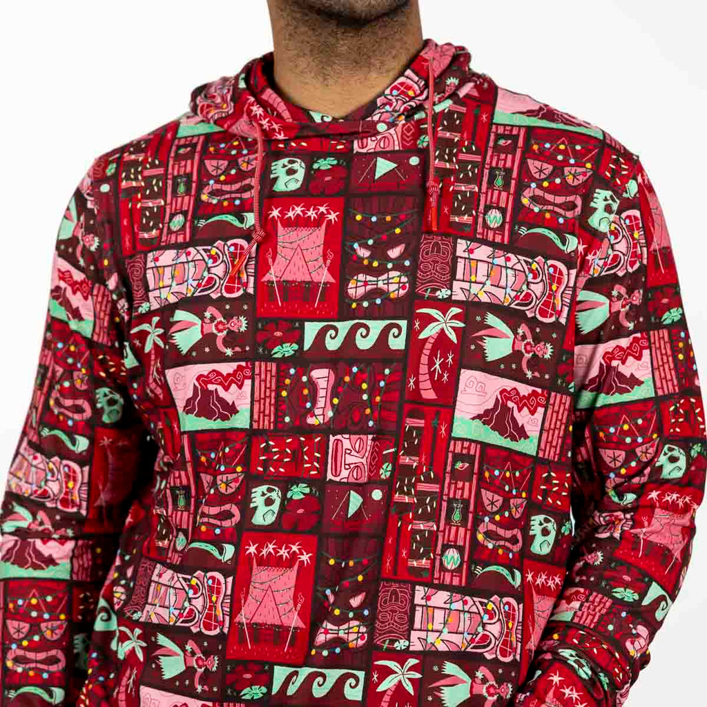 RSVLTS Mele Kalikimaka Performance Hoodie in Red — detail 4