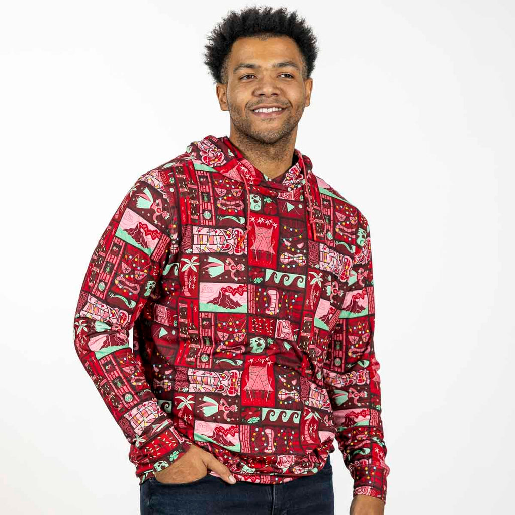 RSVLTS Mele Kalikimaka Performance Hoodie in Red — detail 2