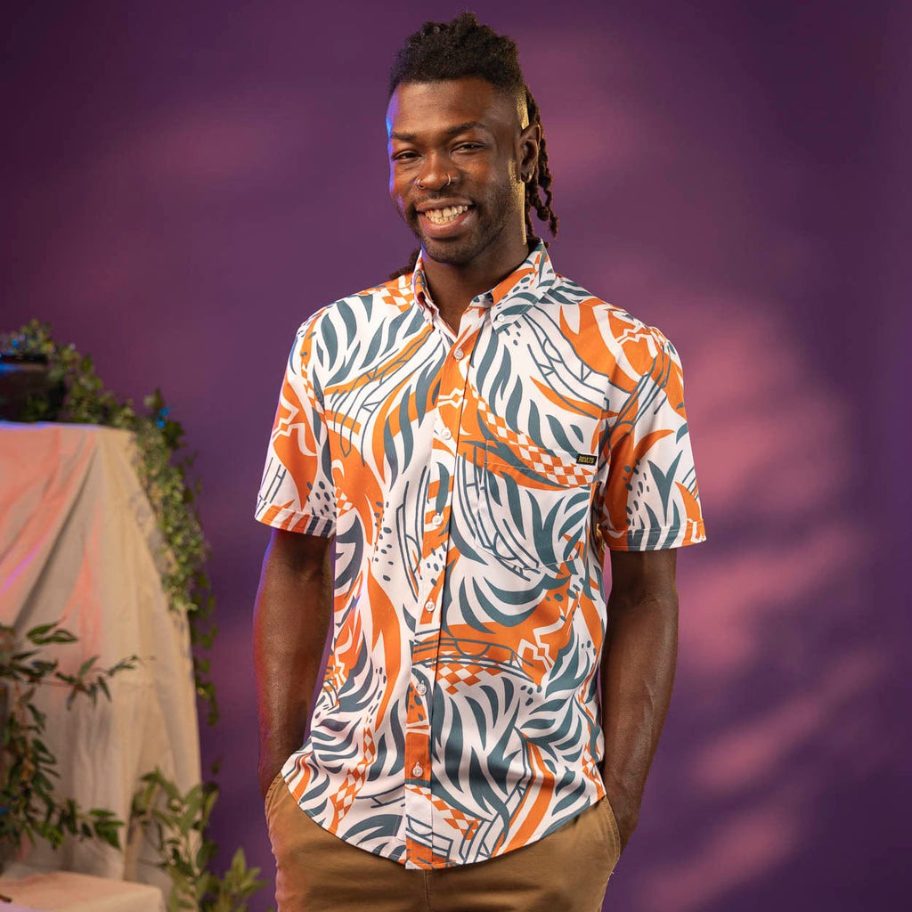 RSVLTS Summer Snips KUNUFLEX Short Sleeve Shirt in Blue — detail 4