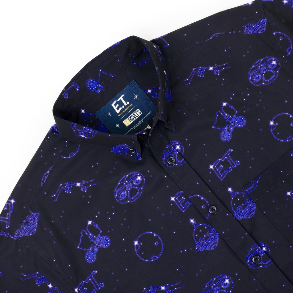 RSVLTS Phone Home KUNUFLEX Short Sleeve Shirt in Blue — detail 6
