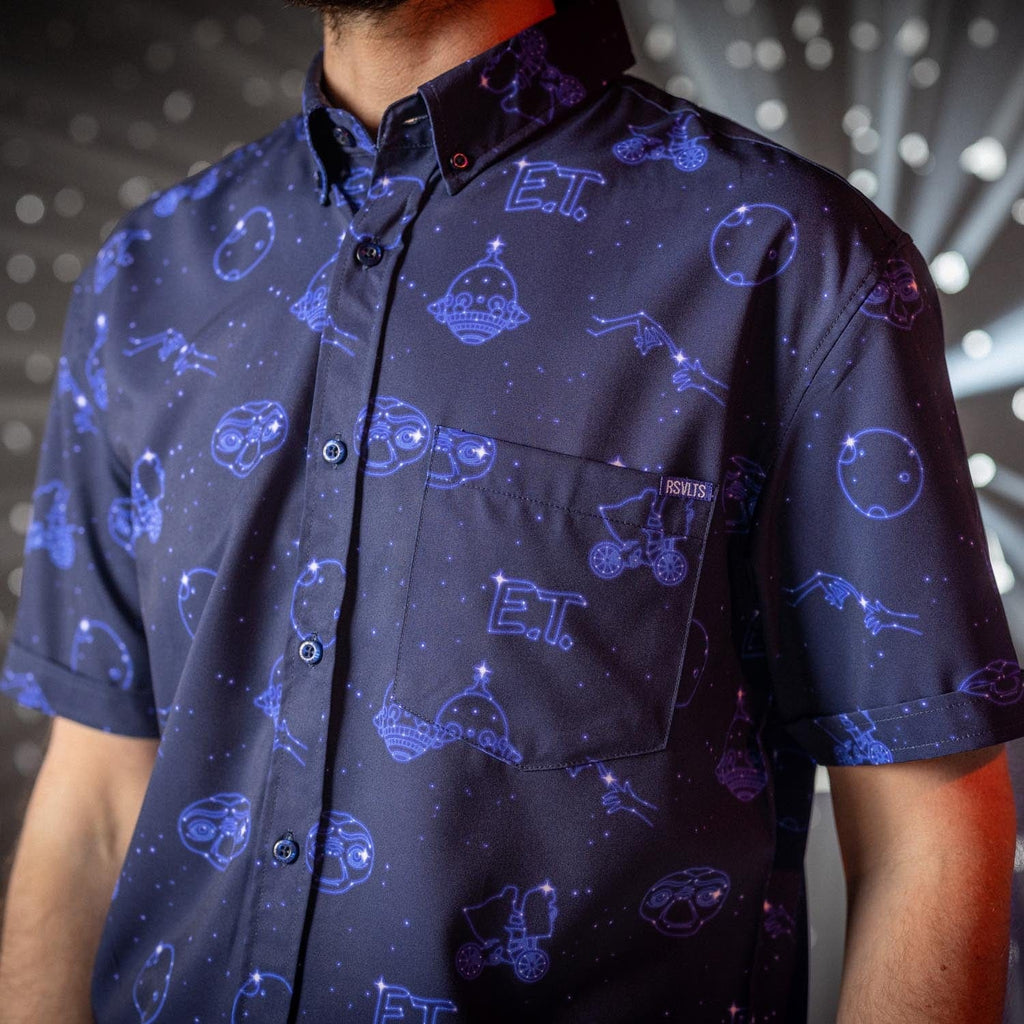RSVLTS Phone Home KUNUFLEX Short Sleeve Shirt in Blue — detail 5