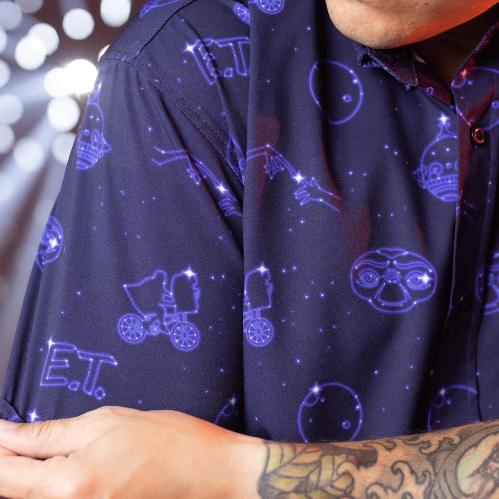 RSVLTS Phone Home KUNUFLEX Short Sleeve Shirt in Blue — detail 7