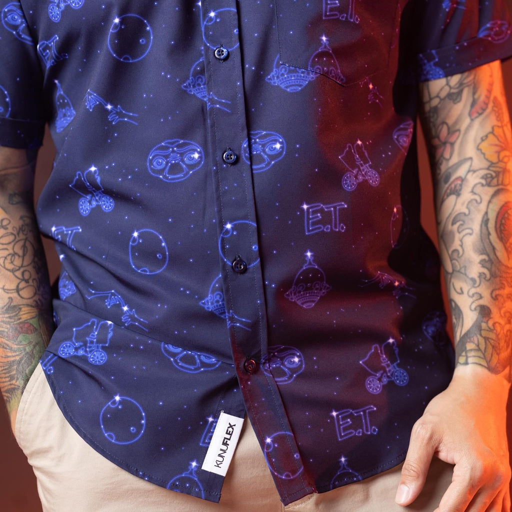 RSVLTS Phone Home KUNUFLEX Short Sleeve Shirt in Blue — detail 9
