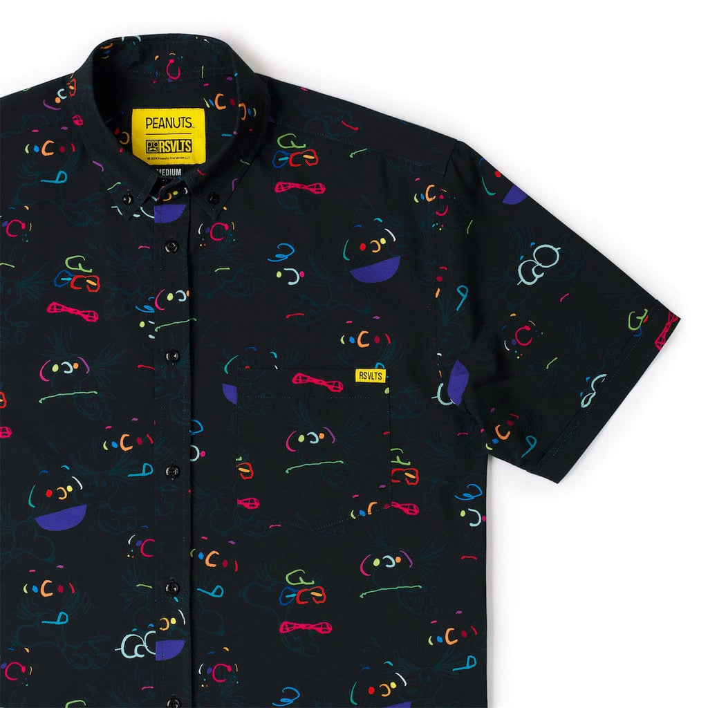 RSVLTS Good Grief! KUNUFLEX Short Sleeve Shirt in Black — front view