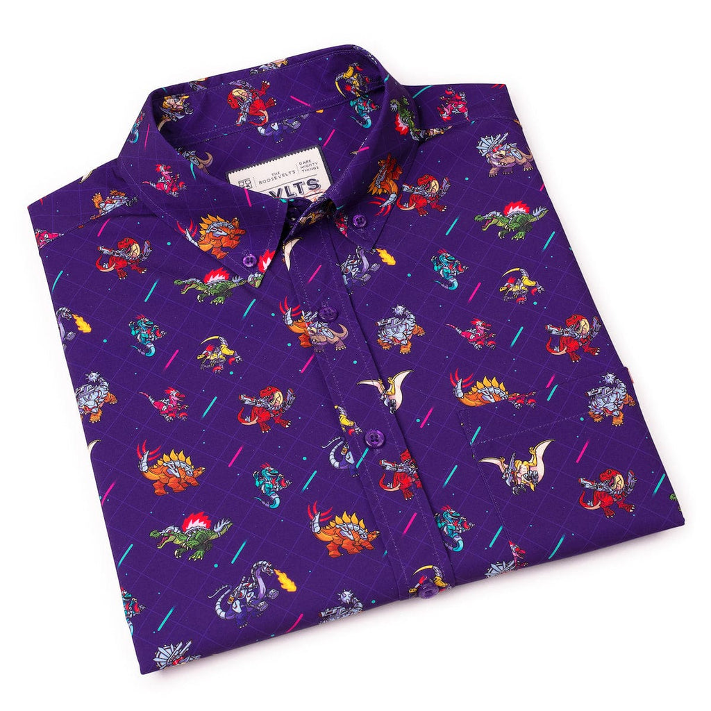 RSVLTS Lazer Dinos KUNUFLEX Short Sleeve Shirt in Purple — detail 8