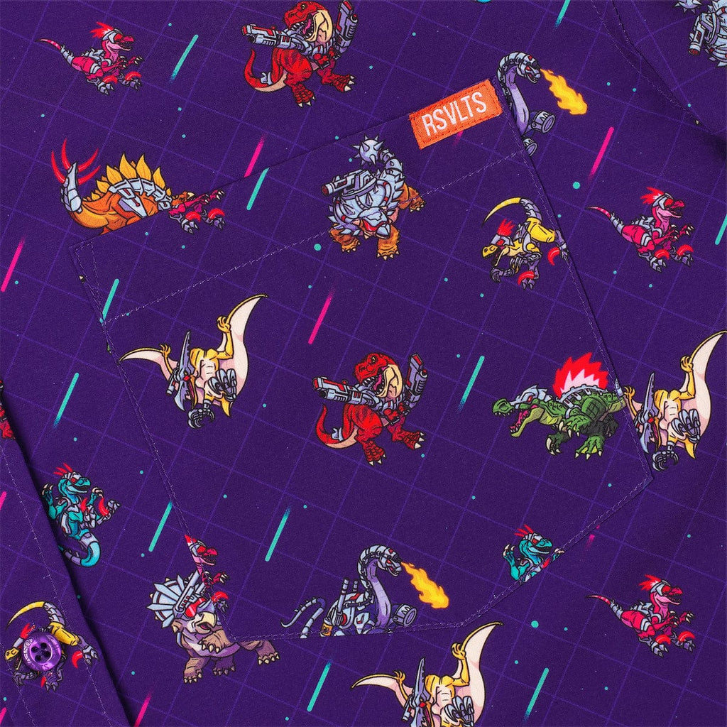 RSVLTS Lazer Dinos KUNUFLEX Short Sleeve Shirt in Purple — detail 4
