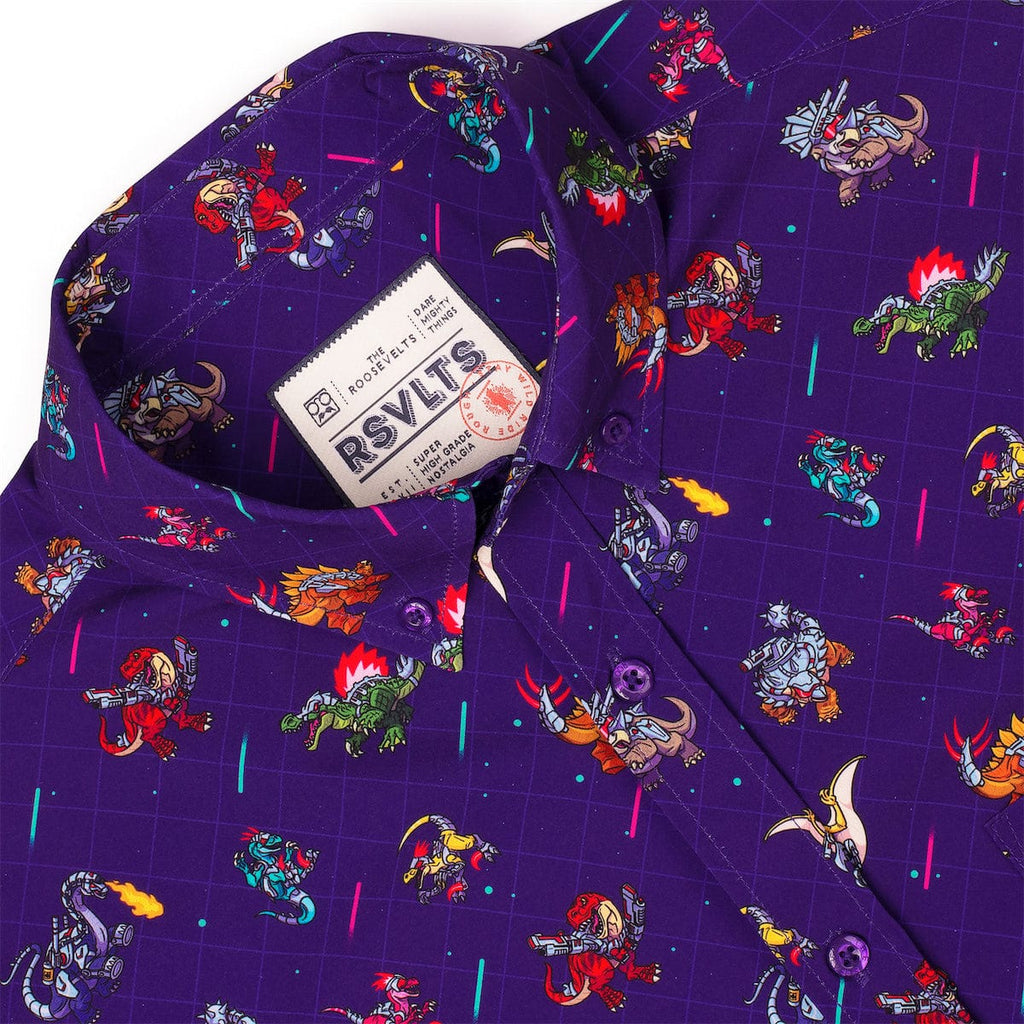 RSVLTS Lazer Dinos KUNUFLEX Short Sleeve Shirt in Purple — detail 6
