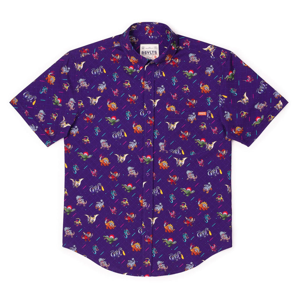 RSVLTS Lazer Dinos KUNUFLEX Short Sleeve Shirt in Purple — detail 5