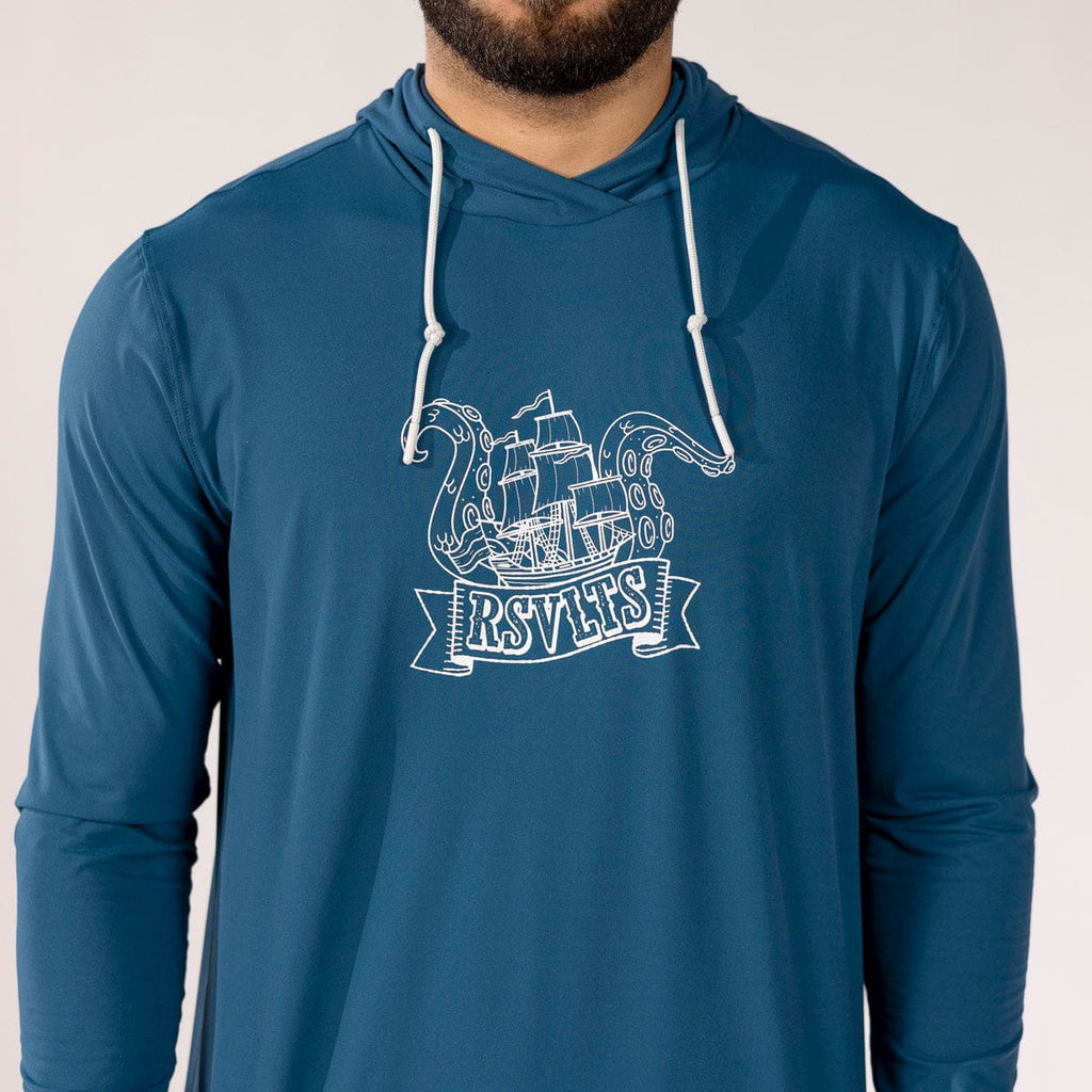 RSVLTS Sea Ya Later! Performance Hoodie in Blue — front view
