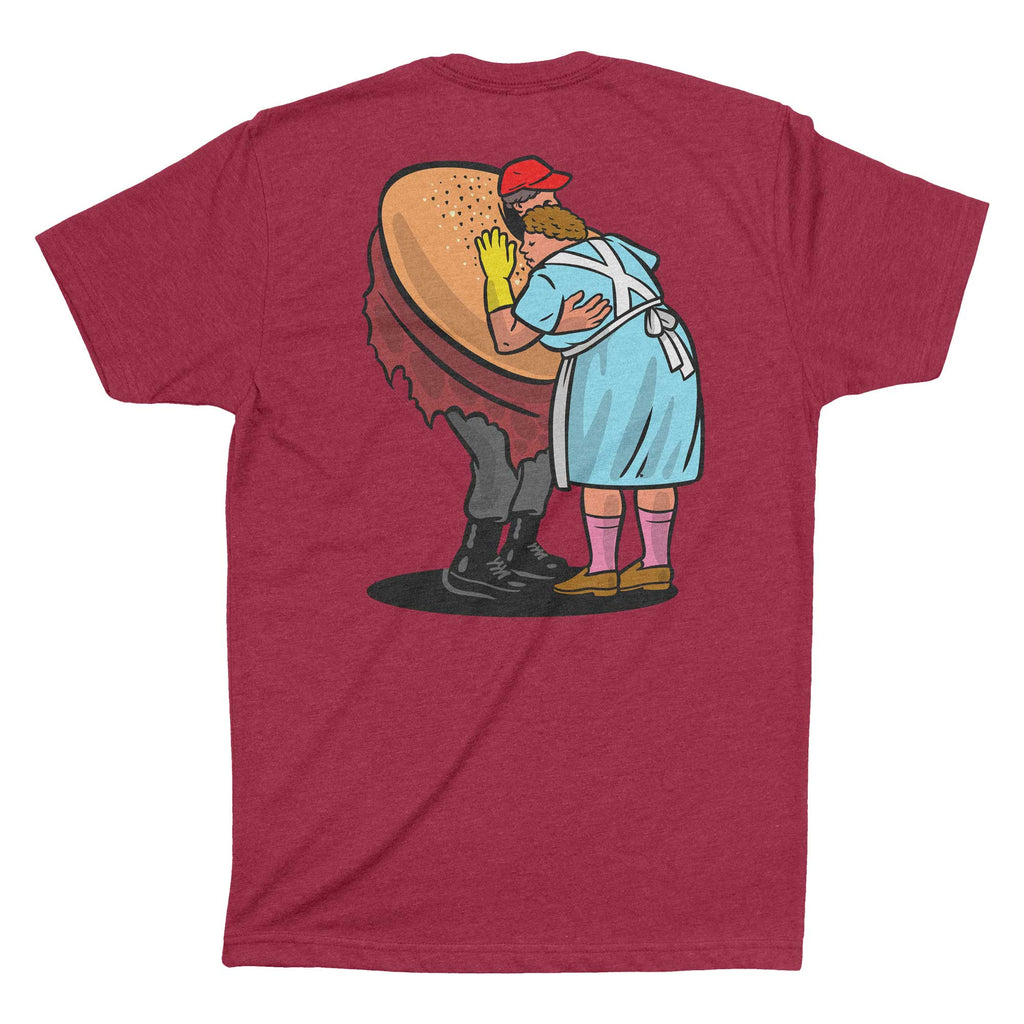 RSVLTS Lunch Lady Land Crewneck Tee in Red — front view