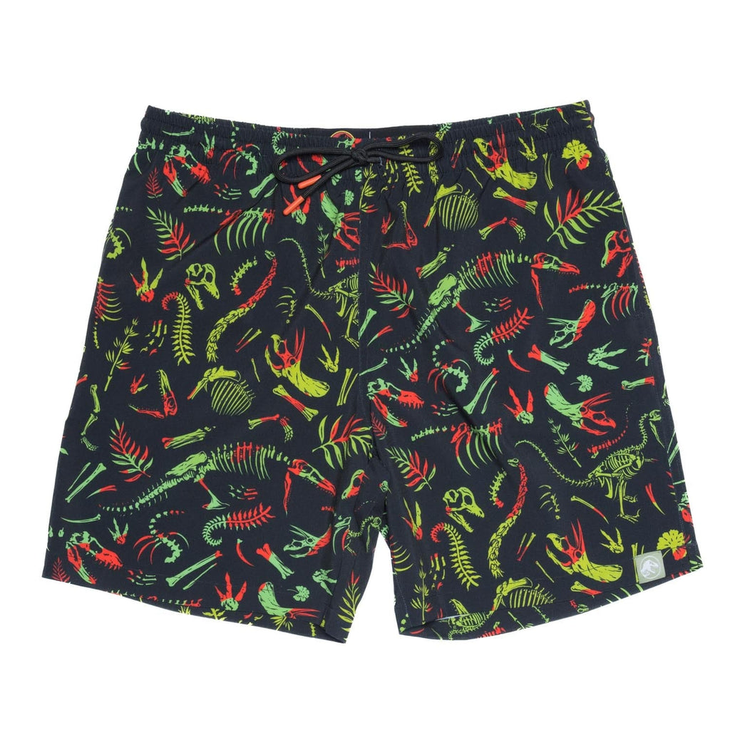 RSVLTS Fossil Records Hybrid Shorts in Black — front view