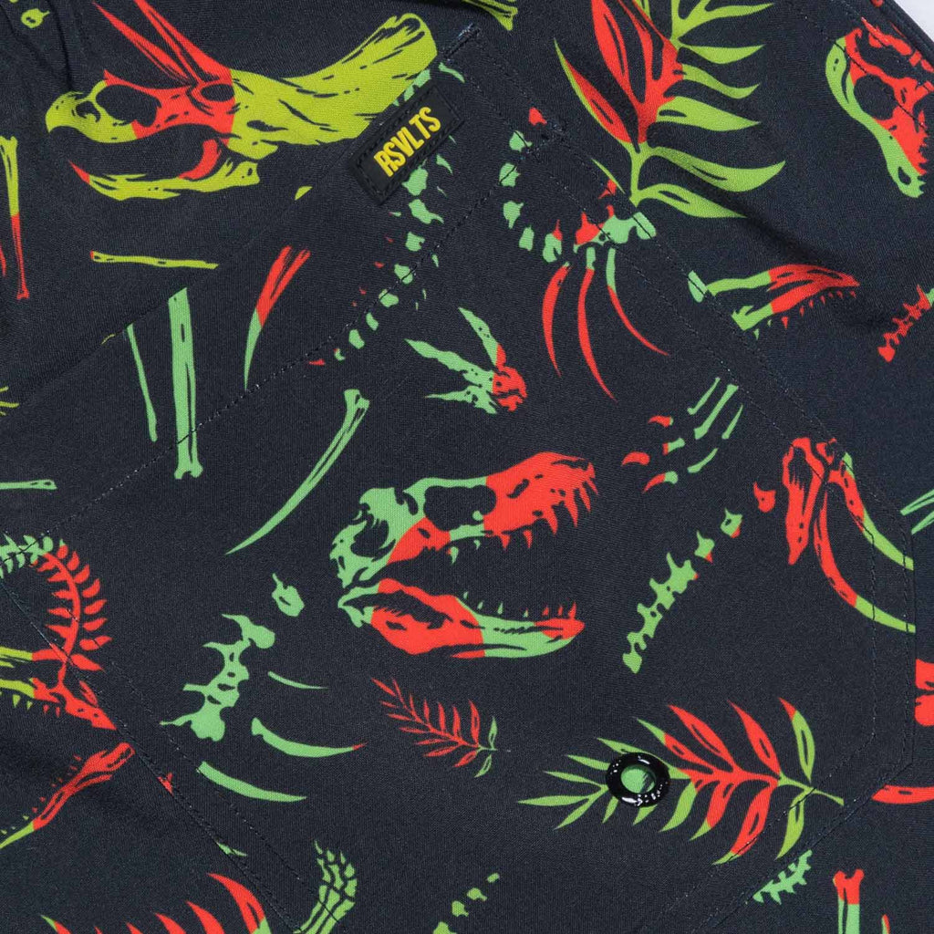 RSVLTS Fossil Records Hybrid Shorts in Black — detail 6