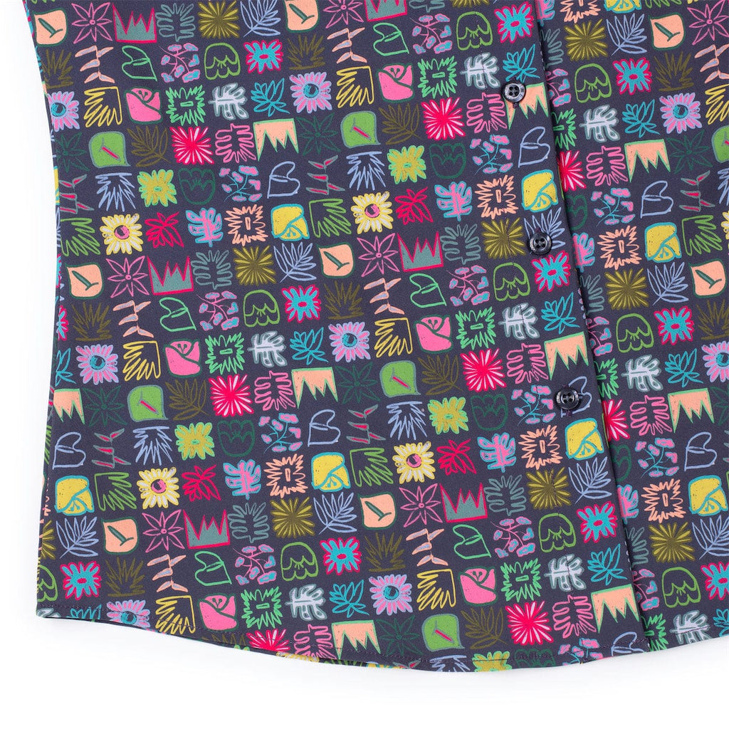 RSVLTS Scribble Squares Women's KUNUFLEX Short Sleeve Shirt in Multicolor — detail 8