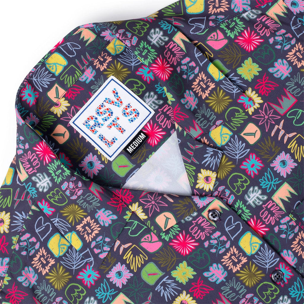 RSVLTS Scribble Squares Women's KUNUFLEX Short Sleeve Shirt in Multicolor — detail 7