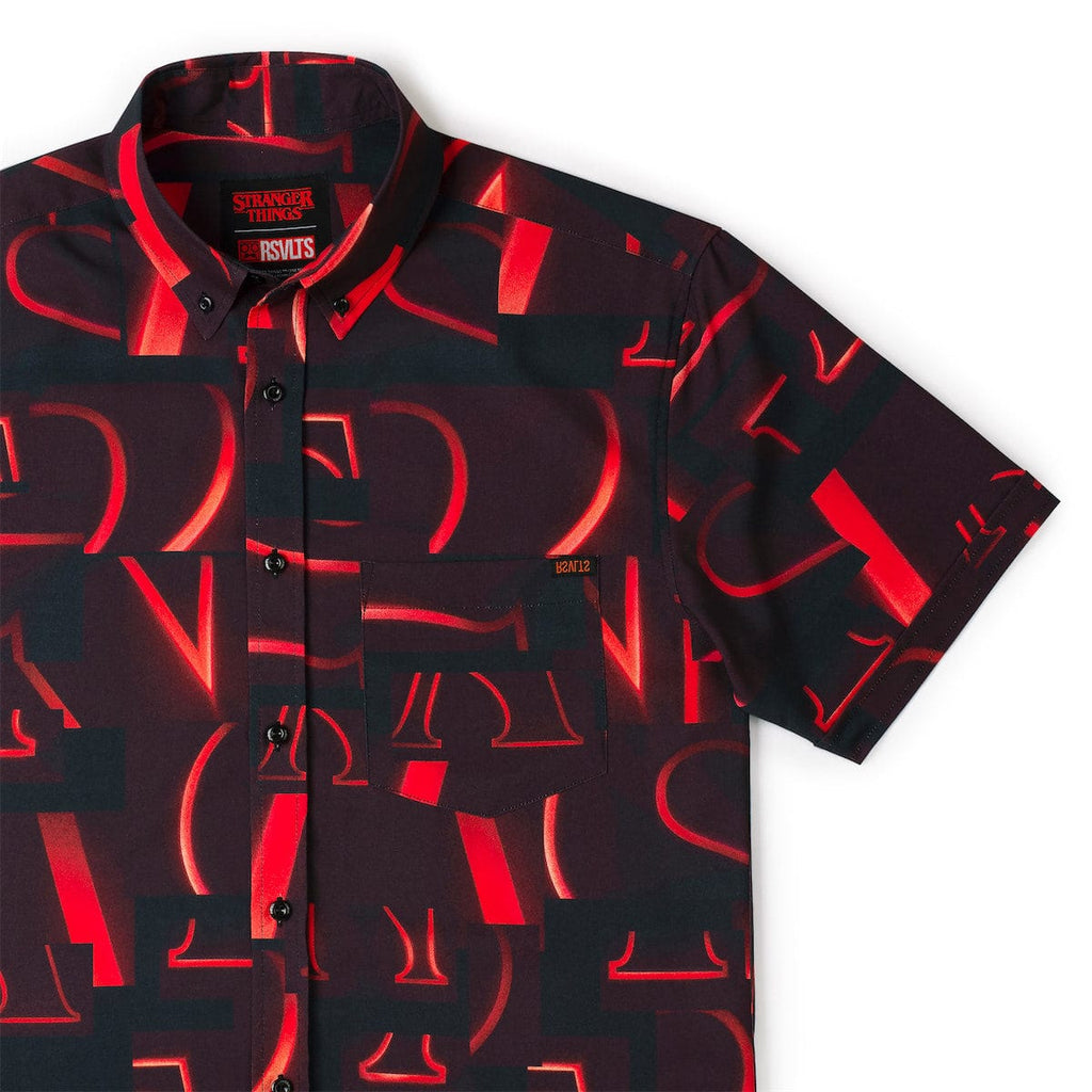 RSVLTS Strange Beginnings KUNUFLEX Short Sleeve Shirt in Black — front view
