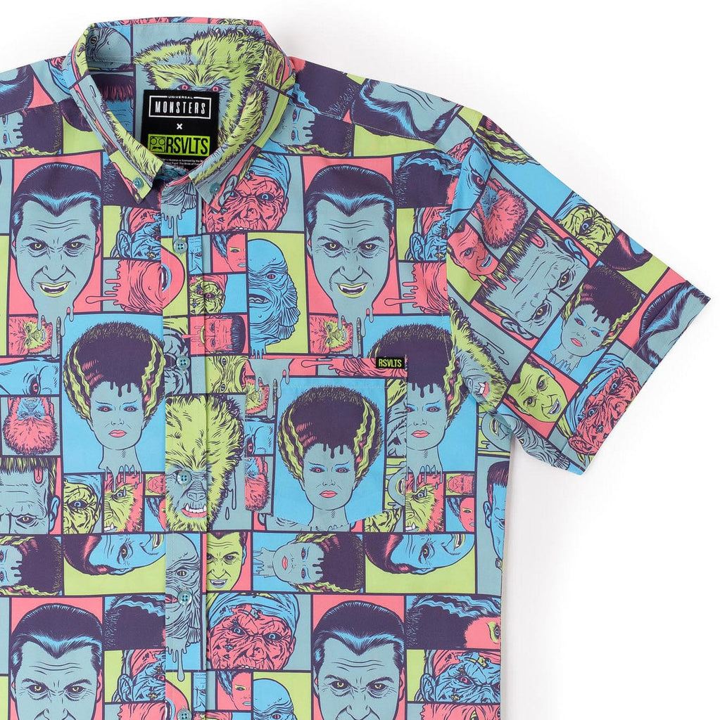 RSVLTS Monster Drip KUNUFLEX Short Sleeve Shirt in Multicolor — front view