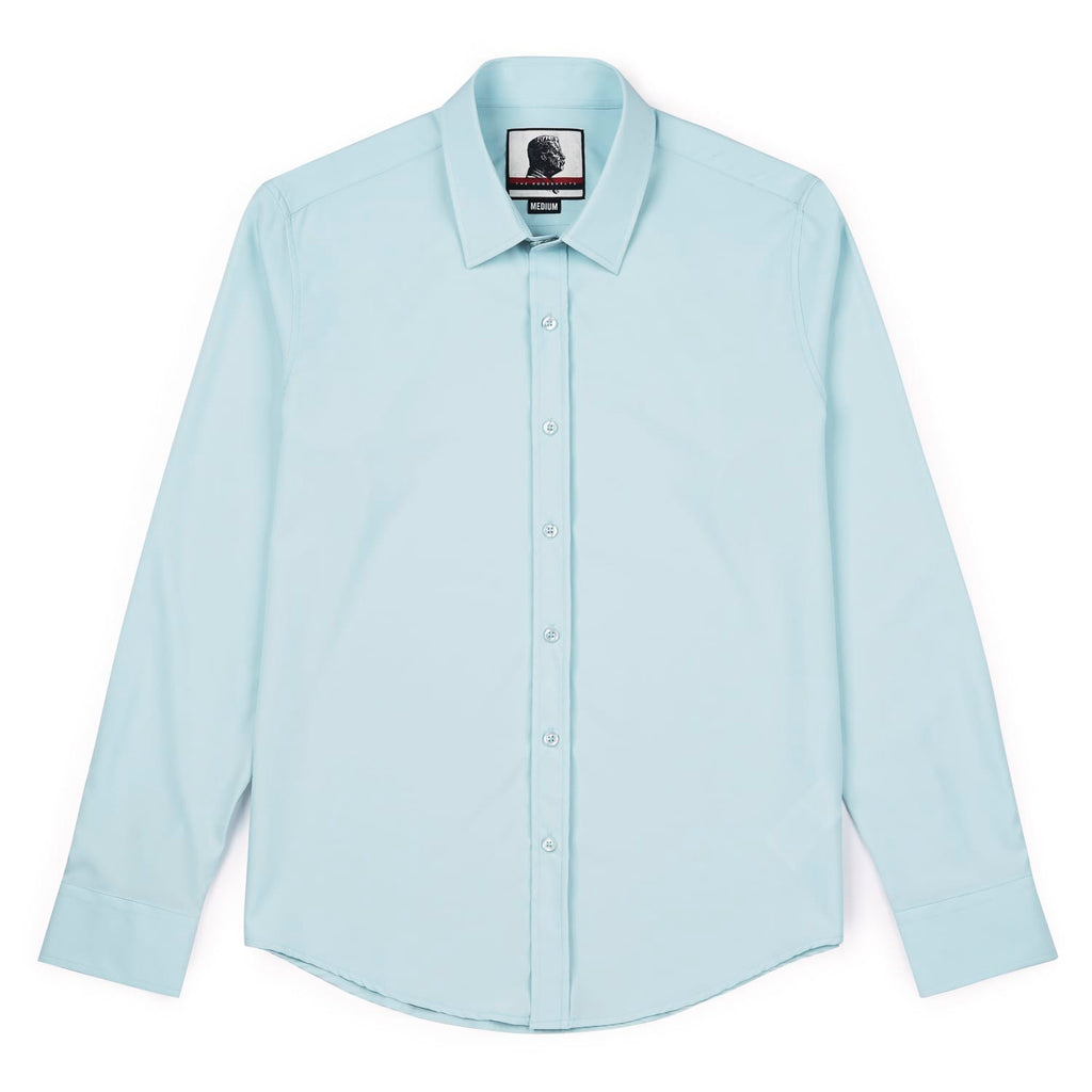 RSVLTS The Cleary Good Looks KUNUFLEX Dress Shirt in Blue — detail 5