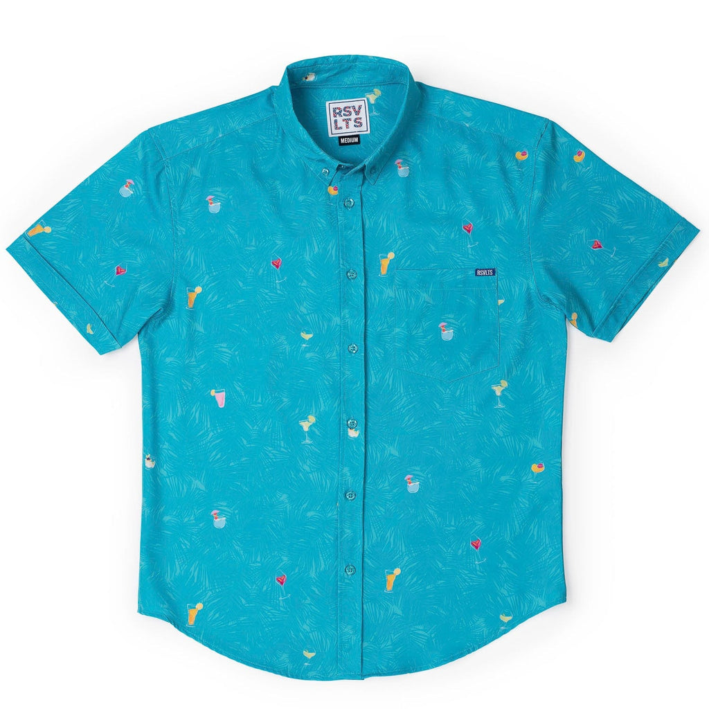 RSVLTS Cocktail Dreams KUNUFLEX Short Sleeve Shirt in Blue — detail 3