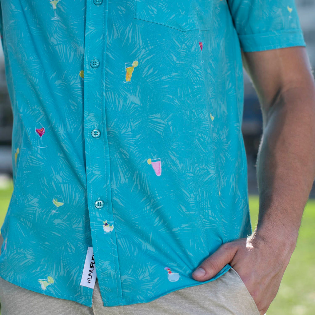 RSVLTS Cocktail Dreams KUNUFLEX Short Sleeve Shirt in Blue — detail 6