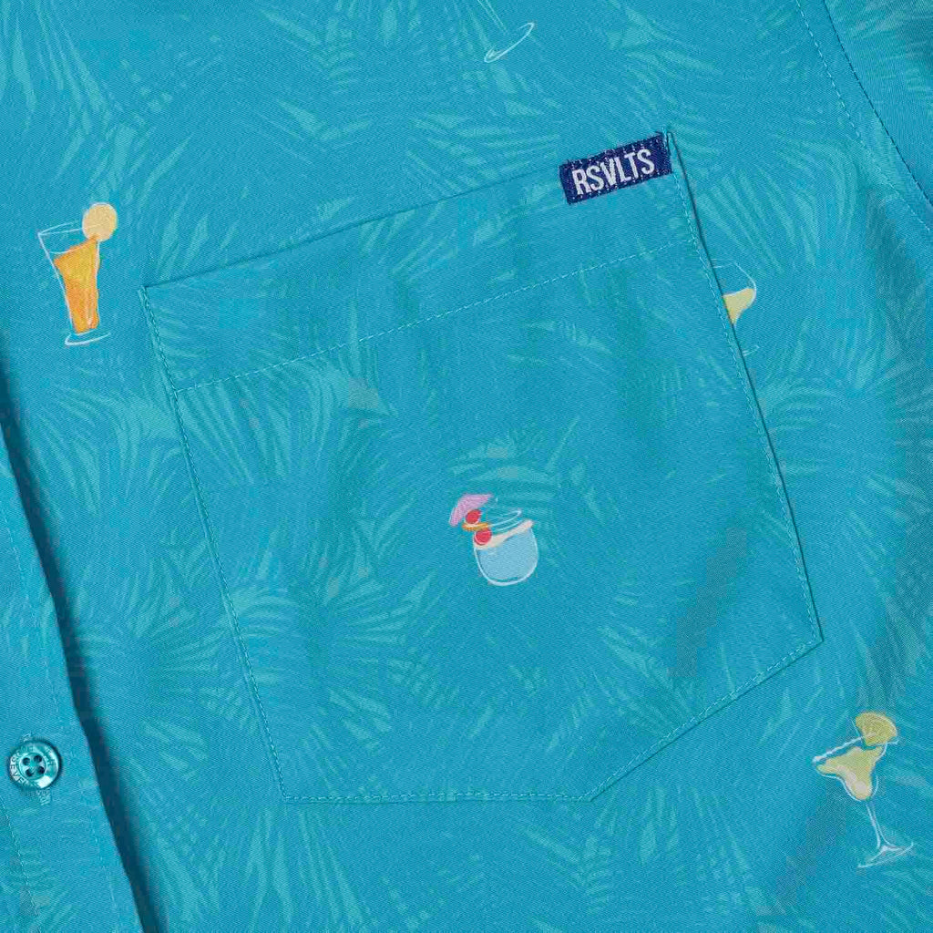 RSVLTS Cocktail Dreams KUNUFLEX Short Sleeve Shirt in Blue — detail 2
