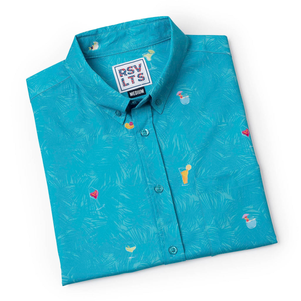 RSVLTS Cocktail Dreams KUNUFLEX Short Sleeve Shirt in Blue — detail 8