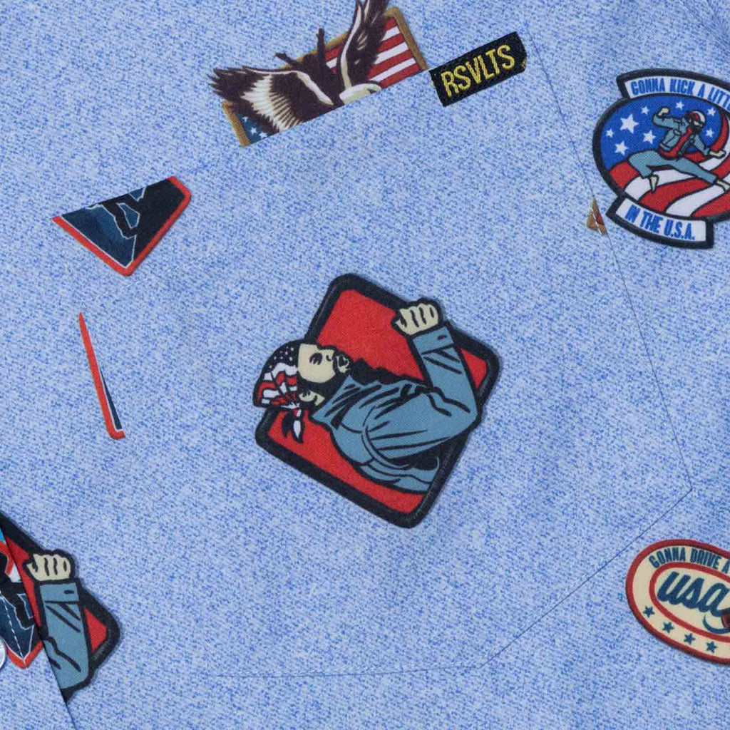 RSVLTS Rock, Flag, and Eagle KUNUFLEX Short Sleeve Shirt in Blue — detail 3