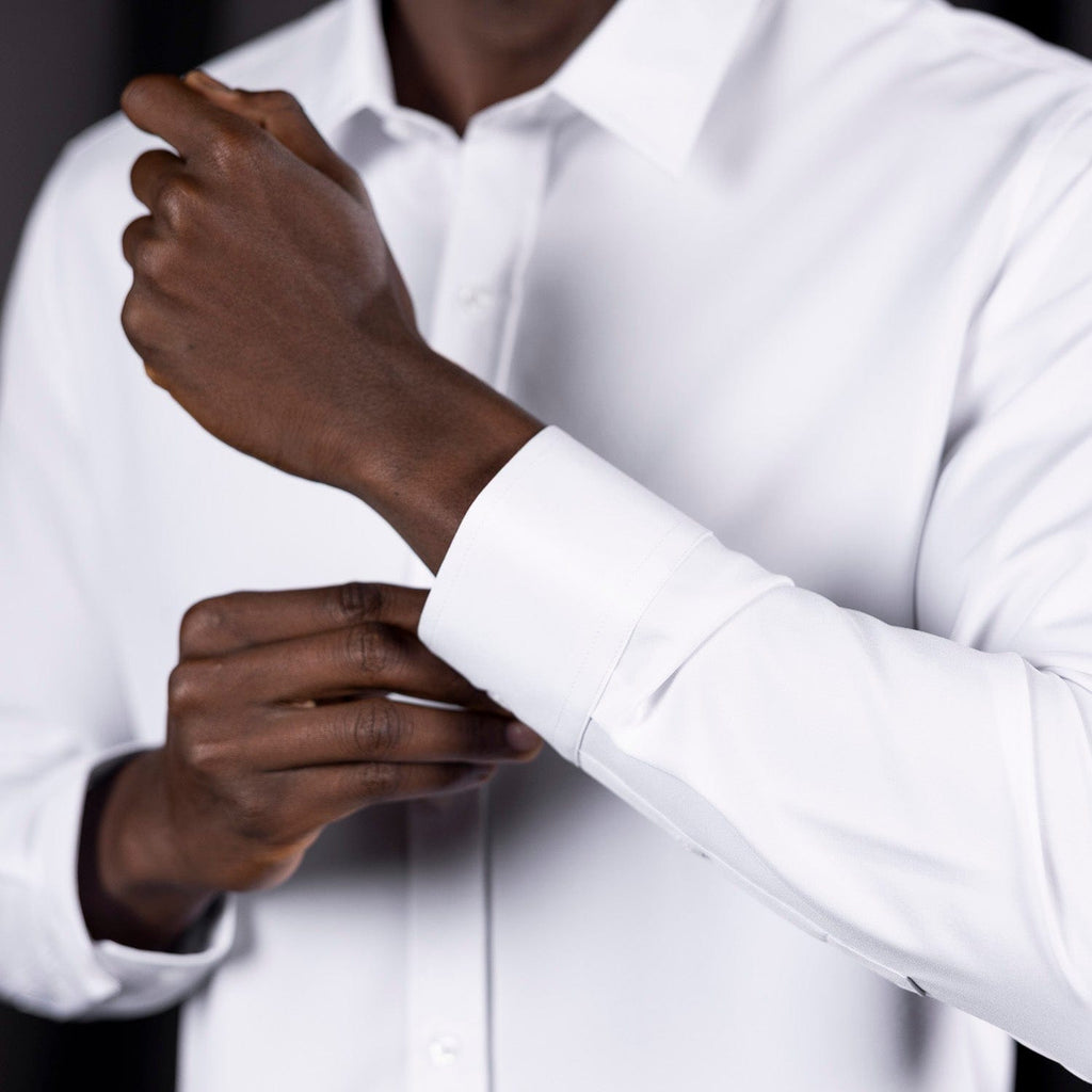 RSVLTS White Good Looks KUNUFLEX Dress Shirt in White — detail 9