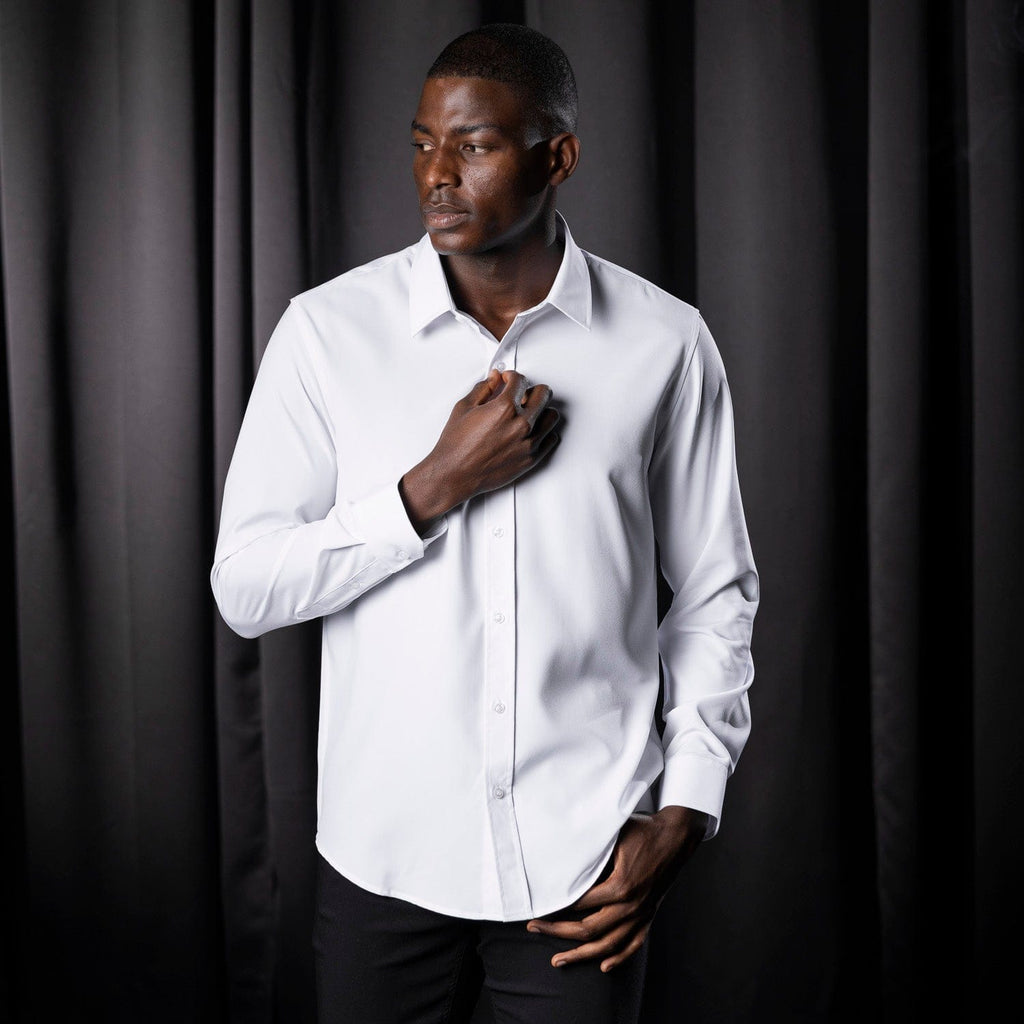 RSVLTS White Good Looks KUNUFLEX Dress Shirt in White — detail 5