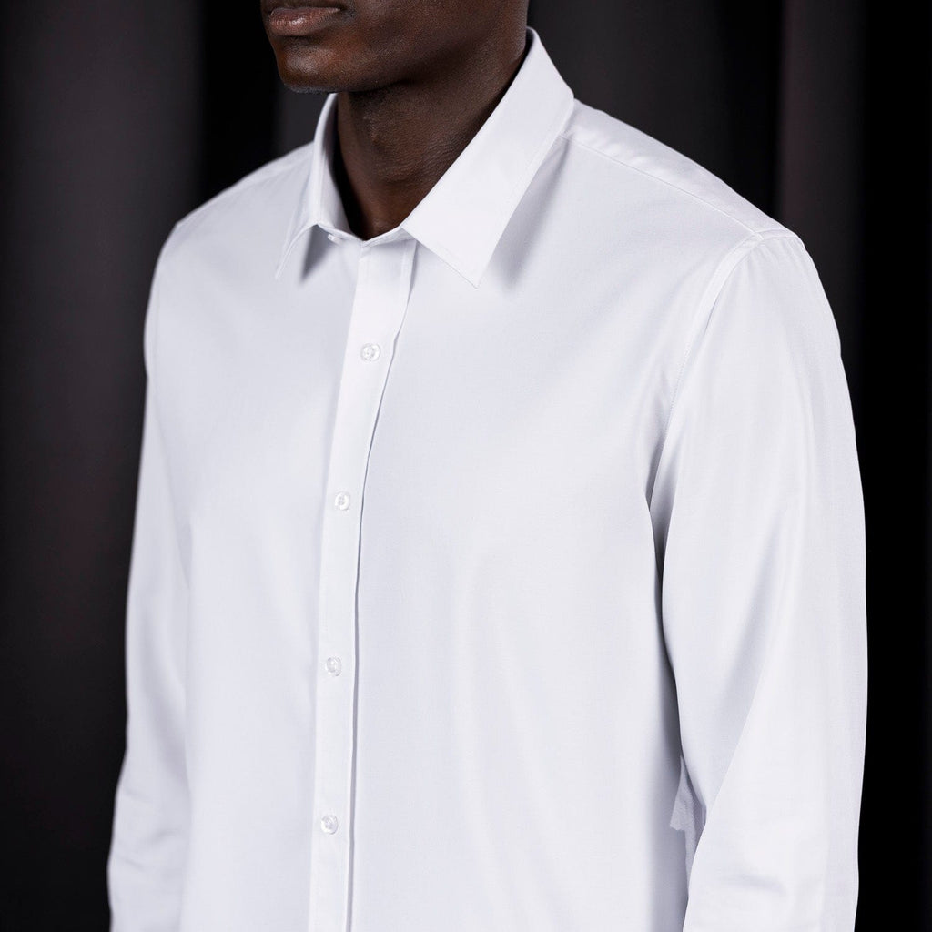 RSVLTS White Good Looks KUNUFLEX Dress Shirt in White — front view