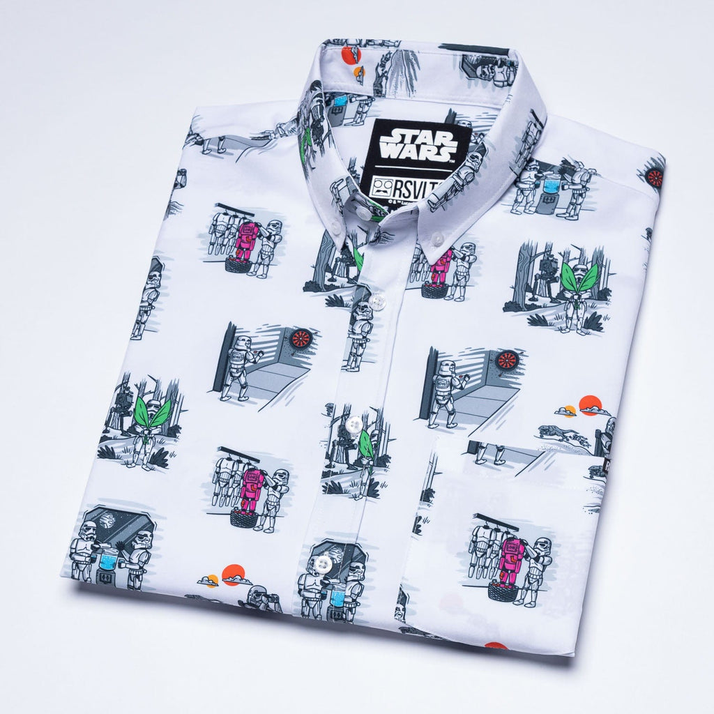 RSVLTS Stay Off Target KUNUFLEX Short Sleeve Shirt in White — detail 10