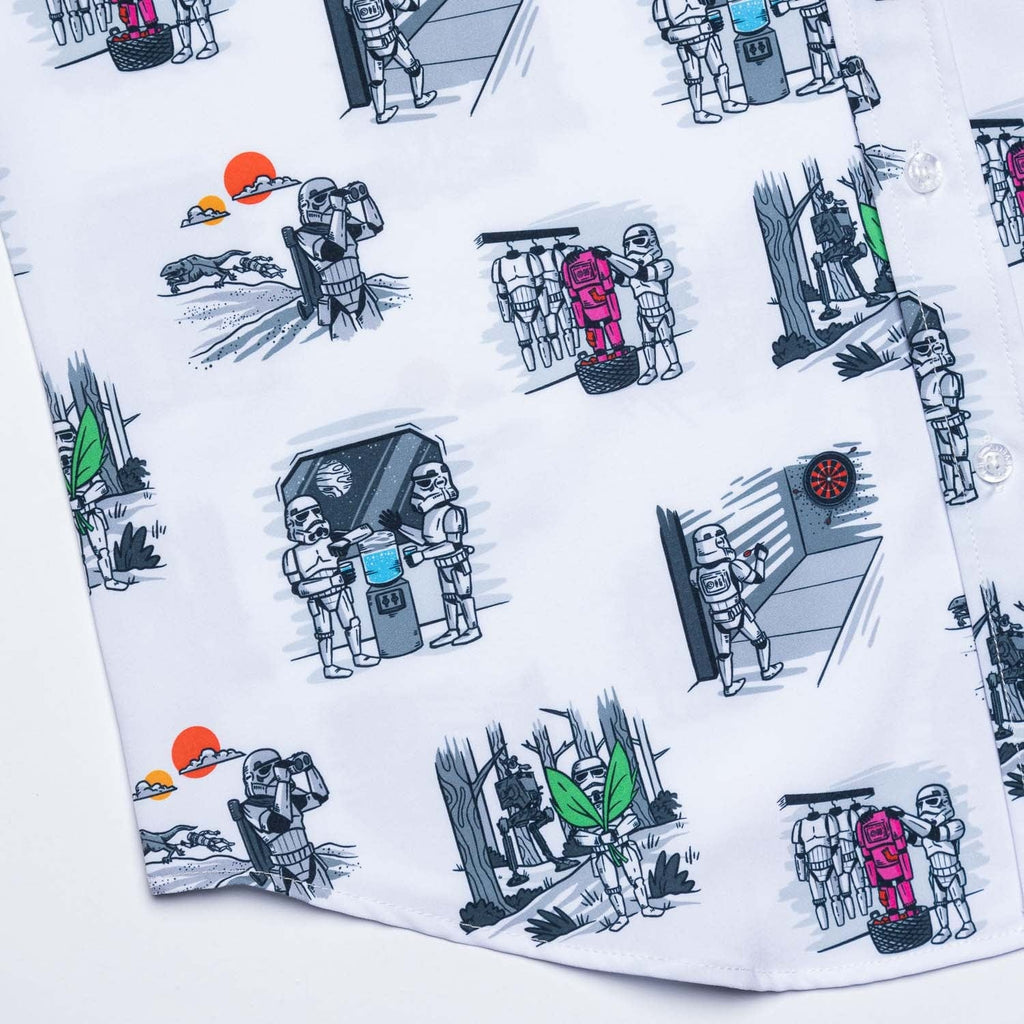 RSVLTS Stay Off Target KUNUFLEX Short Sleeve Shirt in White — detail 4
