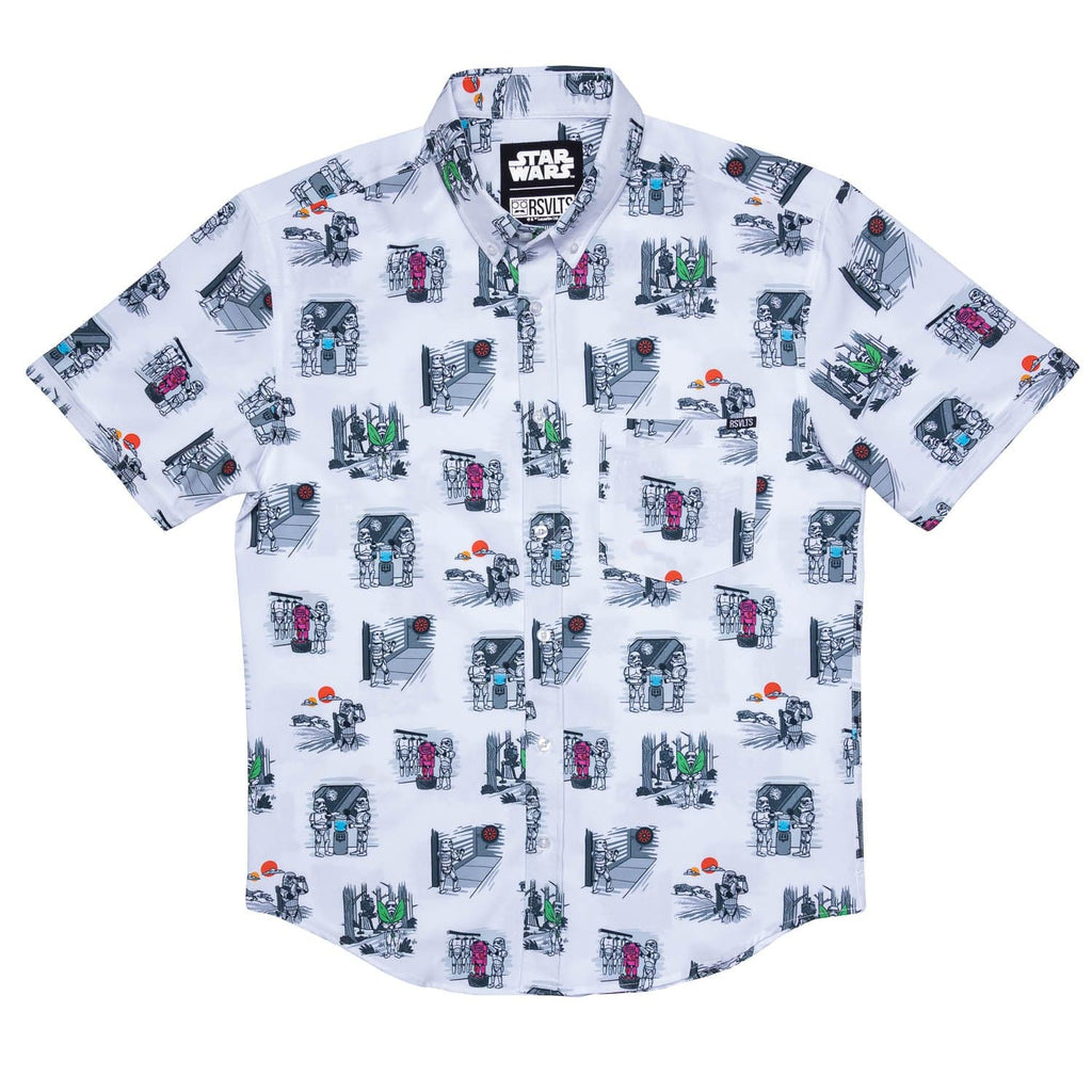 RSVLTS Stay Off Target KUNUFLEX Short Sleeve Shirt in White — detail 3