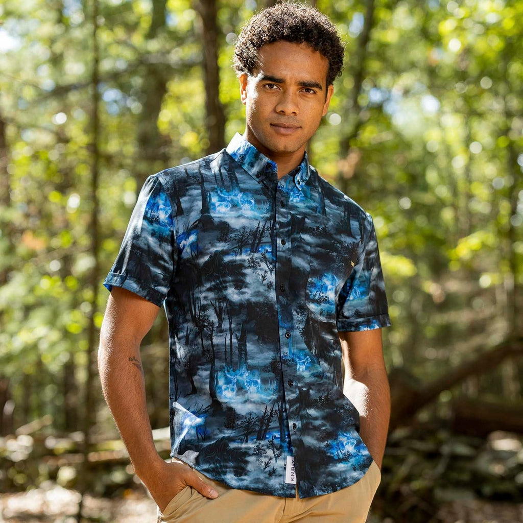 RSVLTS Expecto Patronum KUNUFLEX Short Sleeve Shirt in Blue — detail 8