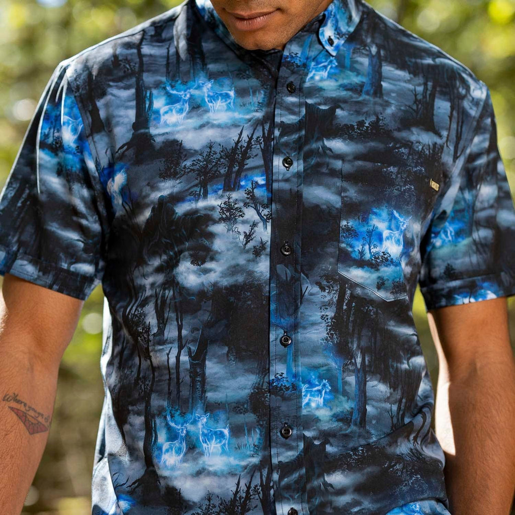 RSVLTS Expecto Patronum KUNUFLEX Short Sleeve Shirt in Blue — detail 11